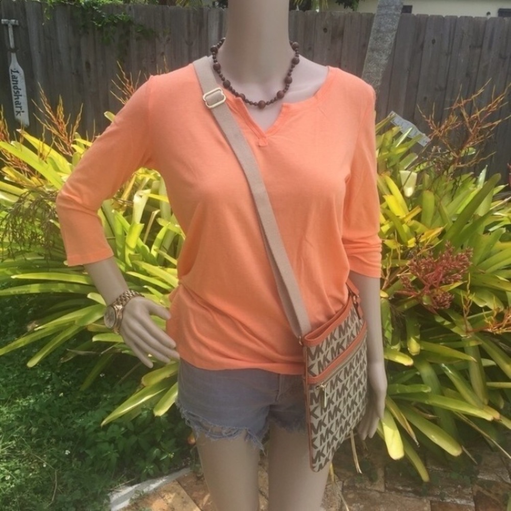 Gap Orange Quarter Sleeve Tee Shirt Top